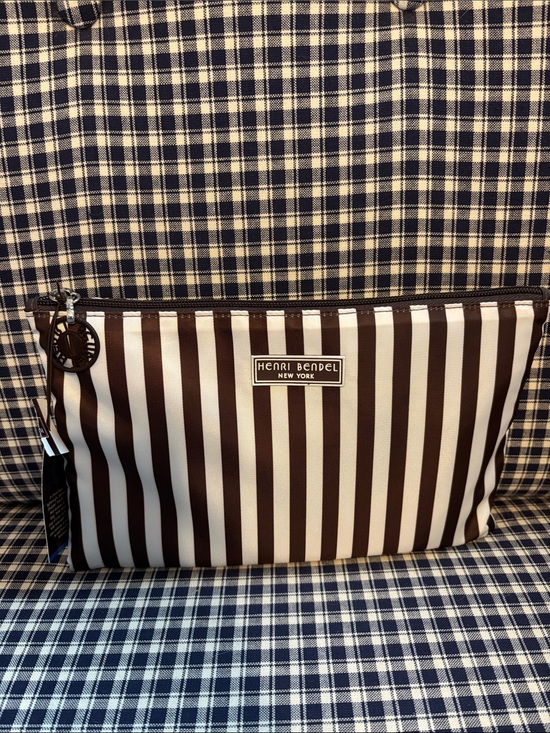 henri bendel Other - henri bendel Brown and White Vertical Striped packable tote